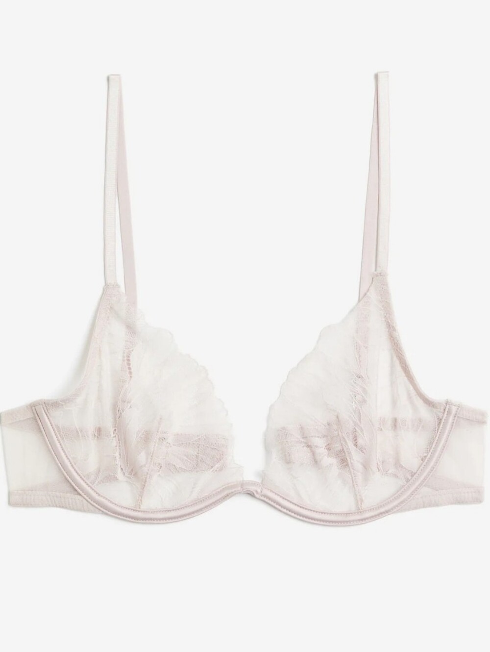 H&M delicate sheer pale pink lace bra with underwire support